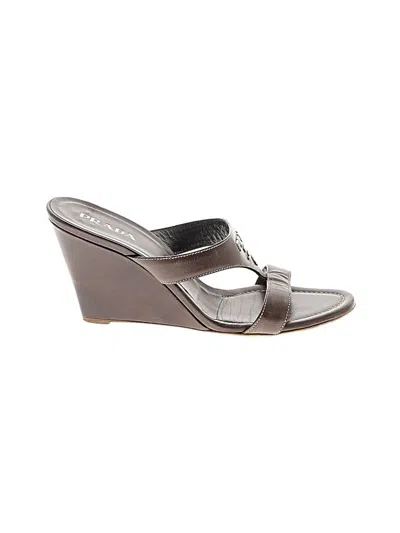 Pre-owned Prada Wedges In Brown