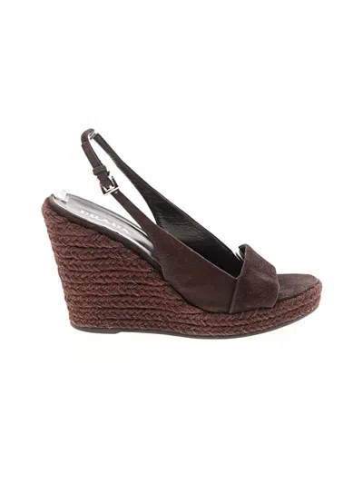 Pre-owned Prada Wedges In Brown