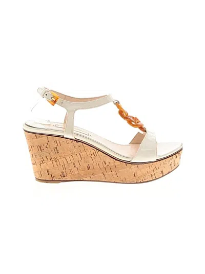 Pre-owned Prada Wedges In Ivory