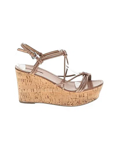 Pre-owned Prada Wedges In Tan
