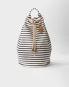 Prada Striped Canvas Drawstring Duffel Bag
