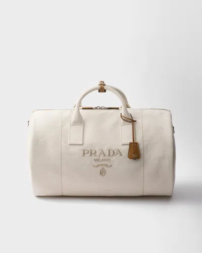 Prada Linen Blend Duffle Bag