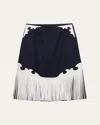 Prada Rush Stitch Skirt With Leather Fringe In F0008 Bleu