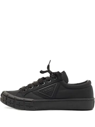 Pre-owned Prada Wheel Cassetta Sneakers In Black