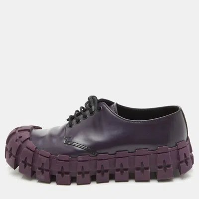 Pre-owned Prada Wheel Sole Size 42.5 Purple Brushed Leather Lace Up Derby