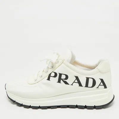 Pre-owned Prada Whiite Nylon Prax 01 Low Top Sneakers Size 39 In White