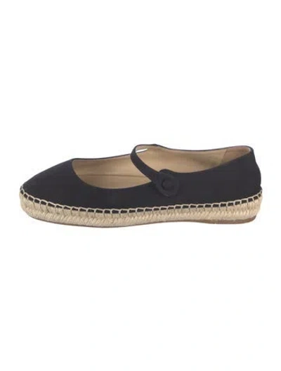 Pre-owned Prada Whipstitch Trim Espadrilles In Black