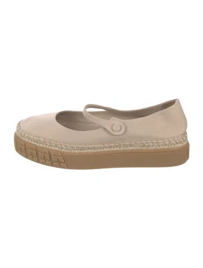 Pre-owned Prada Whipstitch Trim Espadrilles In Neutral
