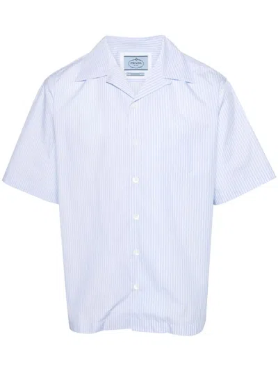 Prada Striped Cotton Shirt In White