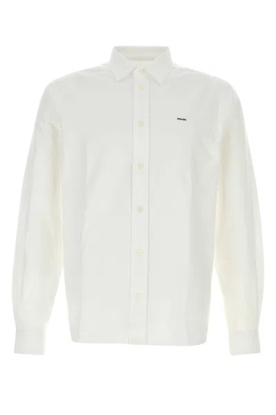 Prada White Oxford Shirt In Neutral