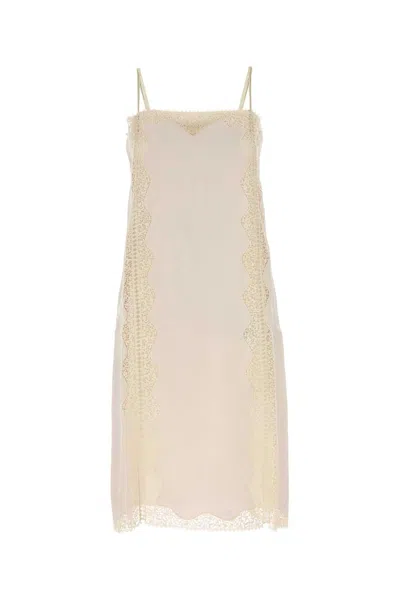 Prada Linen Dress With Cupro-silk Lining In Neutral