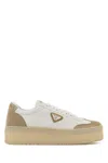 Prada Downtown Bold Nylon And Suede Sneakers In Transparent