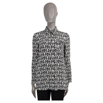 Pre-owned Prada White & Black Silk 2018 Banana Button-up Shirt 38 Xs
