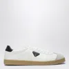 Prada Track Leather Logo-plaque Sneakers In White