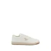 Prada Men Ivory Nappa Leather Downtown Sneakers, 7.5 Luxury Sneakers For Men Darveys In White