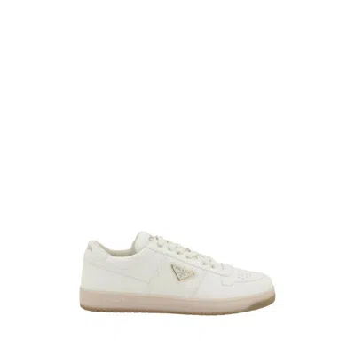 Prada Men Ivory Nappa Leather Downtown Sneakers, 7.5 Luxury Sneakers For Men Darveys In White