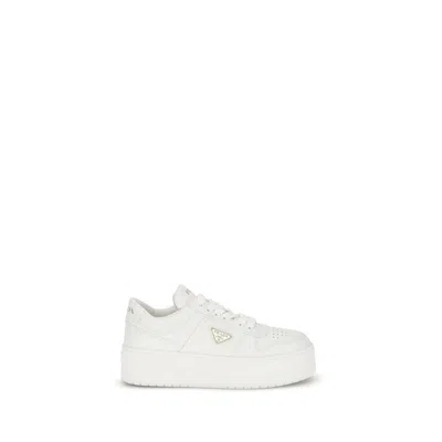 Prada White Calf Leather Bos Taurus Platform Sneakers