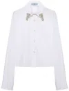 Prada Embroidered Poplin Boxy Shirt Clothing In White