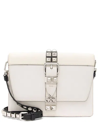 Prada White Calfskin Leather Elektra Small Shoulder Bag (authentic Pre-loved)