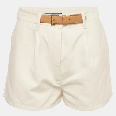 Pre-owned Prada White Canvas Regular Fit Shorts S