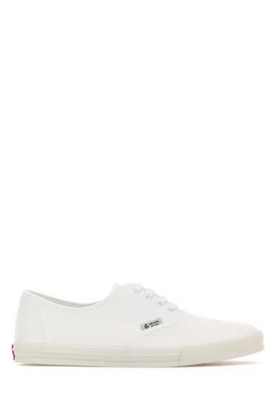Prada White Canvas Sneakers