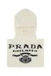 Prada Women's Ivory Cashmere Balaclava In White