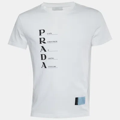 Pre-owned Prada White Cotton Acronym T-shirt M