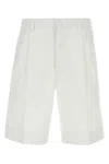 Prada Inverted Pleat Cotton Bermuda Shorts In White