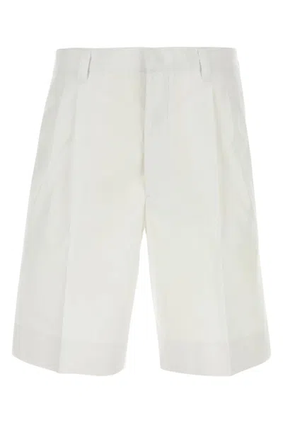 Prada White Cotton Bermuda Shorts