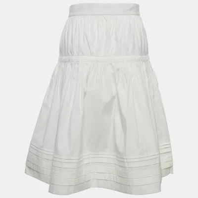 Pre-owned Prada White Cotton Flared Mini Skirt S