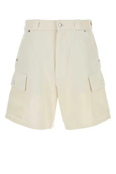Prada White Denim Bermuda Shorts In Neutral