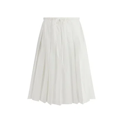 PRADA WHITE COTTON LONG SKIRT