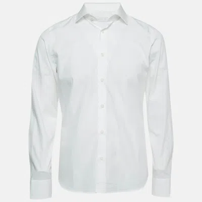 Pre-owned Prada White Cotton Long Sleeve Shirt M