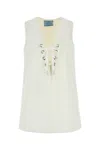 Prada Cotton Mini Dress Featuring Eyelet Detailing In White