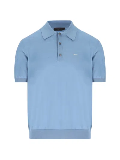 Prada White Cotton Polo In Blue