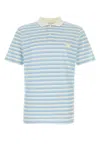 Prada Embroidered Piquet Polo Shirt In Blue
