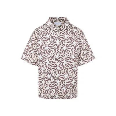 Prada White Cotton Shirt In Brown
