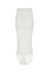 Prada High-low Hem Cut Midi Skirt In White