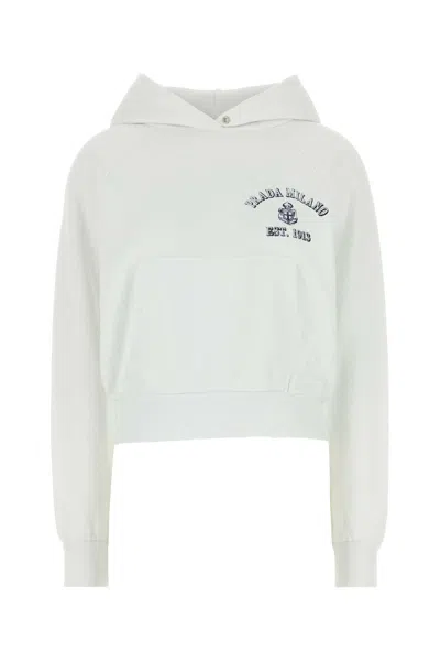 PRADA WHITE COTTON SWEATSHIRT