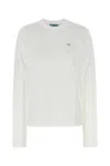 Prada Cotton Crew Neck T-shirt Long Sleeves In White