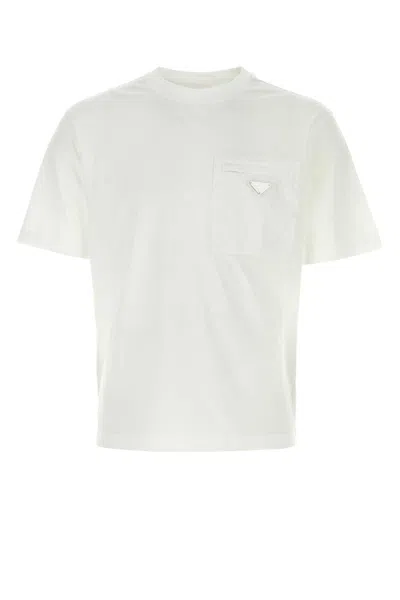 Prada White Cotton T-shirt In Bianco