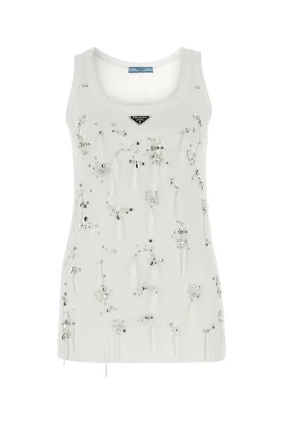 Prada White Cotton Tank Top