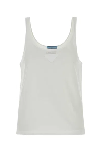Prada White Cotton Tank Top