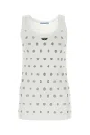 Prada Cut-outs And Studs Cotton Top In White