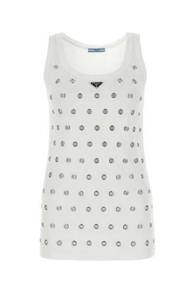 PRADA WHITE COTTON TANK TOP