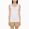 Prada Cut-outs And Studs Cotton Top In Bianco