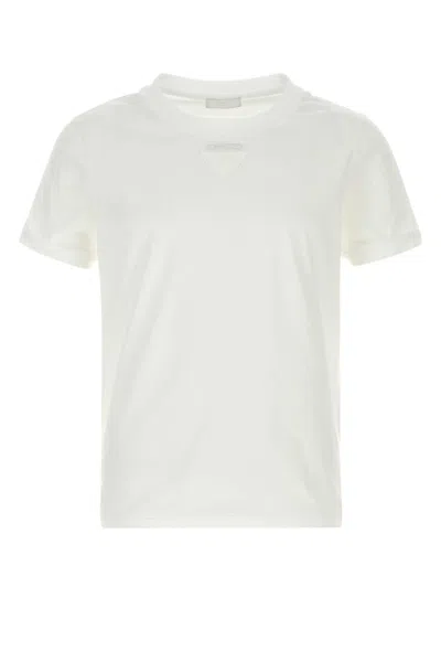 PRADA MEN WHITE COTTON T-SHIRT