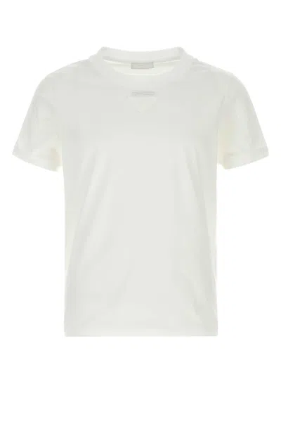 Prada White Cotton T-shirt In Neutral