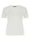 Prada White Solid Crew Neck T-shirt In White