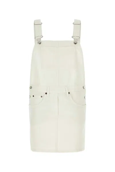 Prada White Denim Dungarees Dress